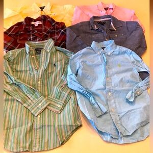 Set of 6 boys size 6 long sleeves button down shirts